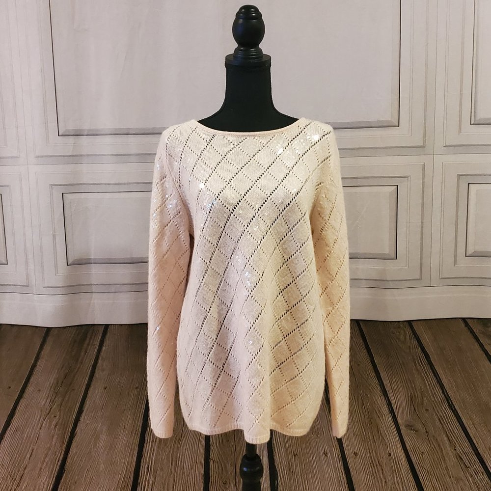 Magaschoni Cashmere Blend Payette Sequin Sweater